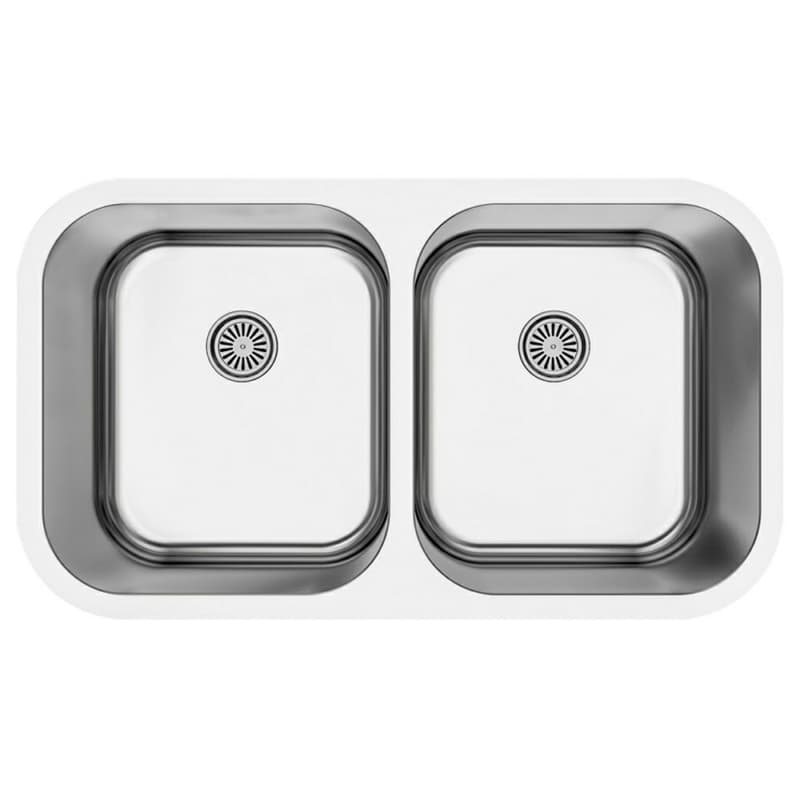 Karran Profile 31-1/2"W Stainless Steel Undermount Kitchen Sink Double 50/50 Bowl, 16 Gauge - PU51