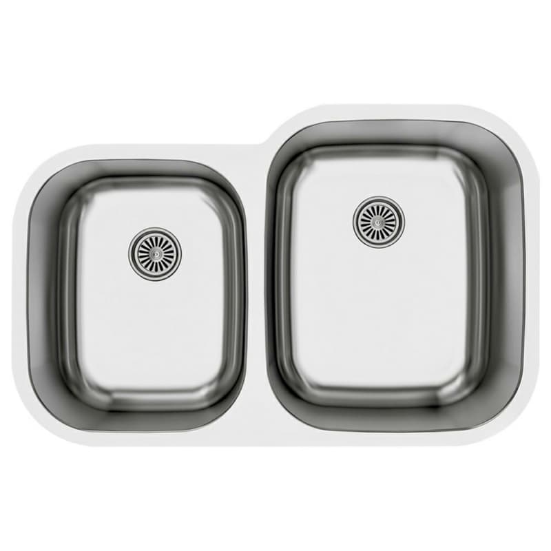 Karran Profile 31-1/2"W Stainless Steel Undermount Kitchen Sink Double 40/60 Bowl, 16 Gauge - PU53L