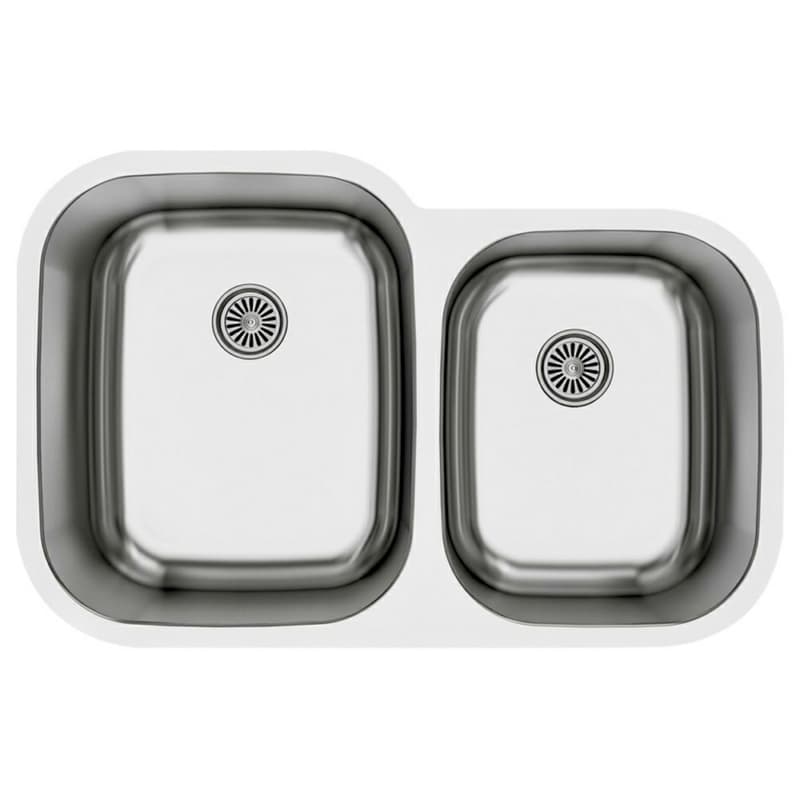 Karran Profile 31-1/2"W Stainless Steel Undermount Kitchen Sink Double 60/40 Bowl, 16 Gauge - PU53R