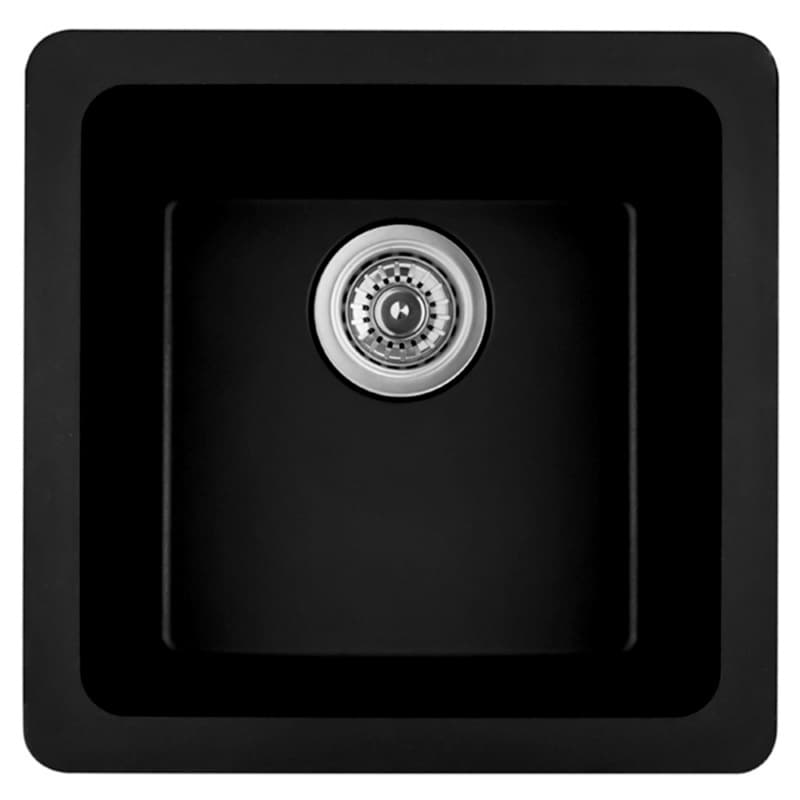 Karran Seamless 16-5/8" Single Bowl Quartz Bar/Prep Sink, Undermount, Black, Q-315-BL
