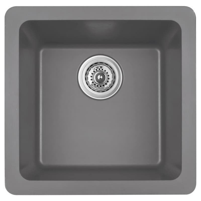 Karran 16-5/8"W x 16-5/8"D Q-315 Gray Single Bowl Bar/Prep Quartz Kitchen Sink - Q-315-GR