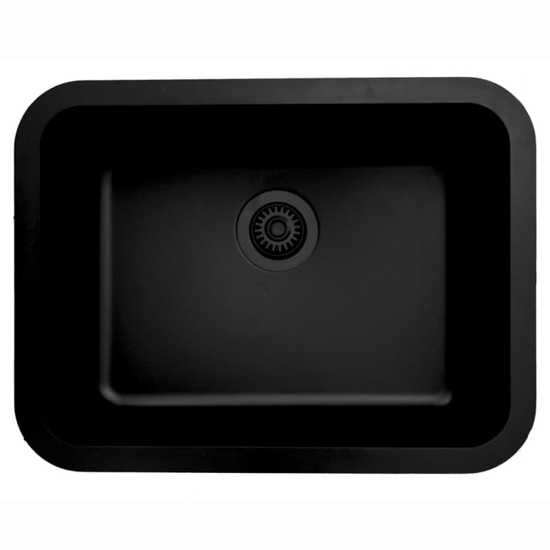 Karran Seamless 24-1/4" Single Bowl Quartz Undermount Sink, Black, Q-320-BL