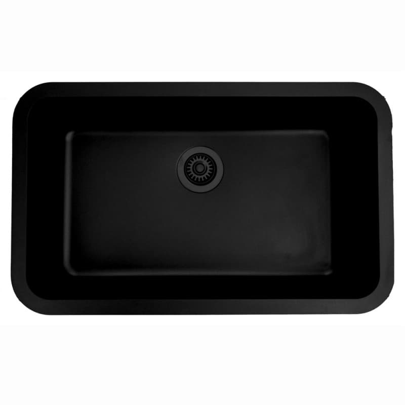 Karran Seamless 30-7/8" Single Bowl Quartz Undermount Sink, Black, Q-340-BL