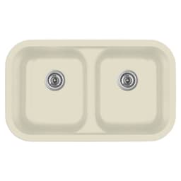 Karran 32-1/2"W x 19"D Q-350 Bisque Double 50/50 Bowl Undermount Quartz Kitchen Sink - Q-350-BS