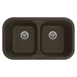 Karran 32-1/2"W x 19"D Q-350 Brown Double 50/50 Bowl Undermount Quartz Kitchen Sink - Q-350-BR