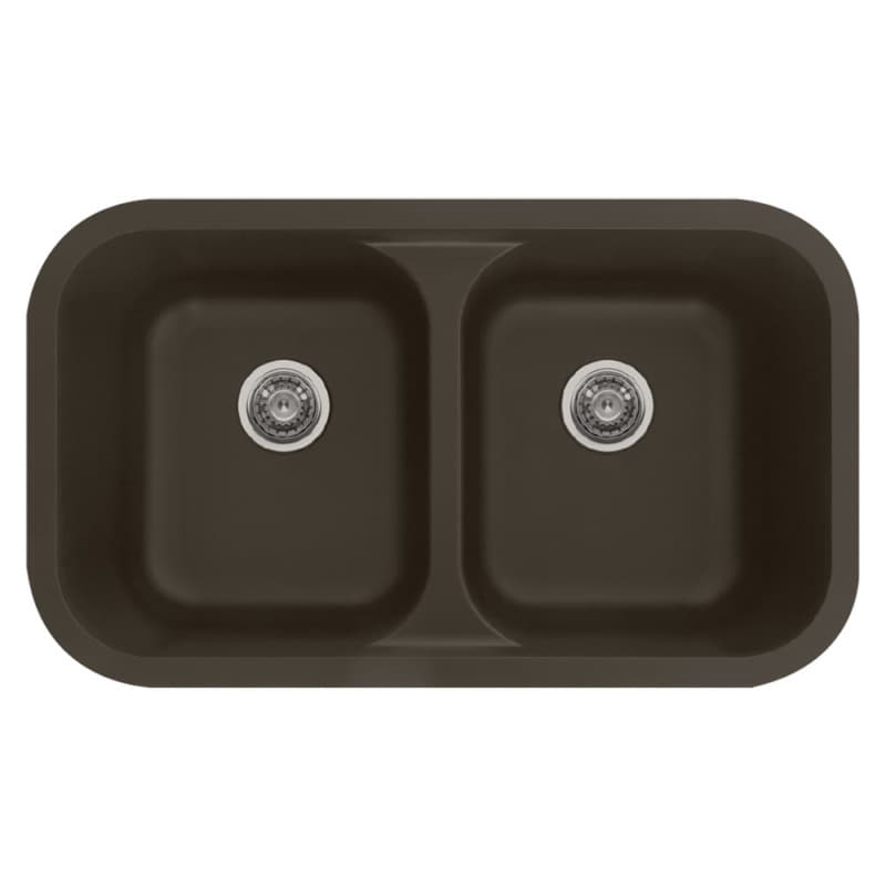 Karran Seamless 32-1/2" 50/50 Double Bowl Quartz Undermount Sink, Brown, Q-350-BR
