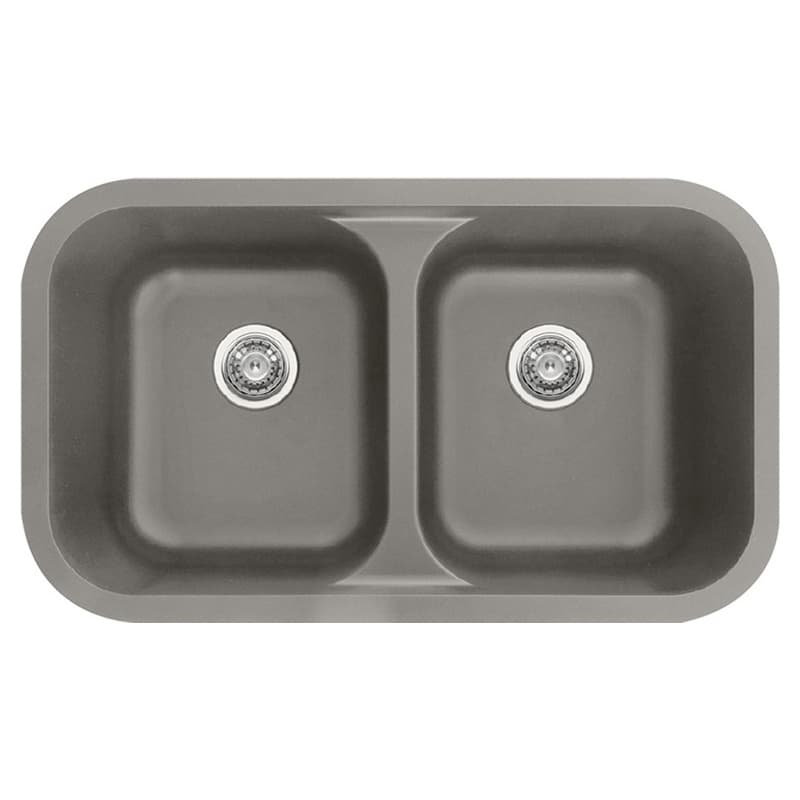 Karran Seamless 32-1/2" 50/50 Double Bowl Quartz Undermount Sink, Concrete, Q-350-CN