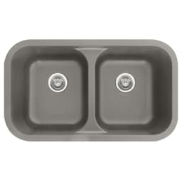 Karran 32-1/2"W x 19"D Q-350 Grey Double 50/50 Bowl Undermount Quartz Kitchen Sink - Q-350-GR