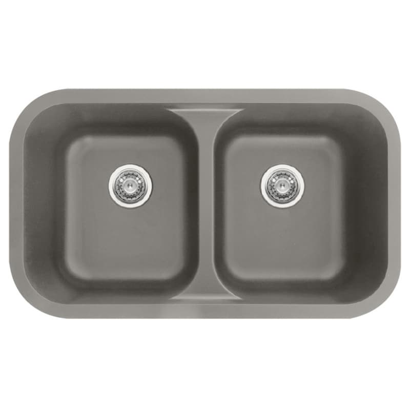 Karran Seamless 32-1/2" 50/50 Double Bowl Quartz Undermount Sink, Grey, Q-350-GR