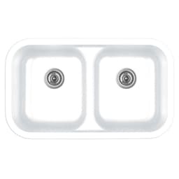 Karran 32-1/2"W x 19"D Q-350 White Double 50/50 Bowl Undermount Quartz Kitchen Sink - Q-350-WH