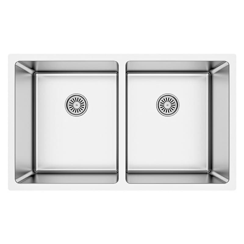 Karran Select 30"W Stainless Steel Undermount Kitchen Sink Double 50/50 Bowl, 16 Gauge - SU76