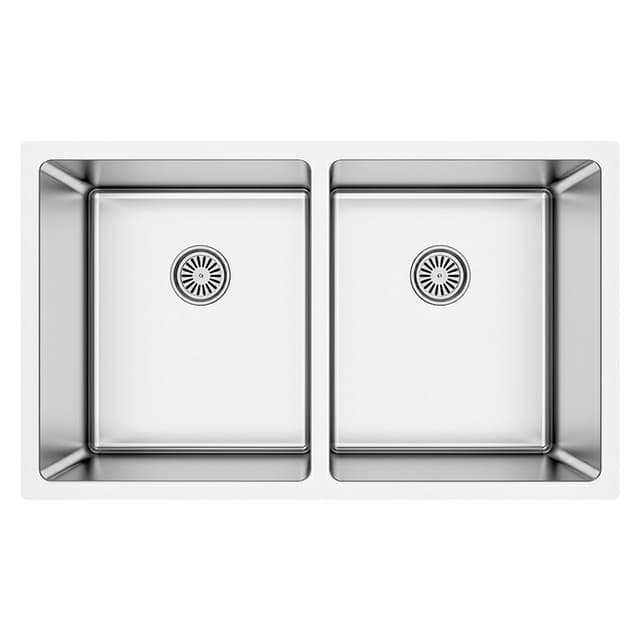 Karran Select 30"W Stainless Steel Undermount Kitchen Sink Double 50/50 Bowl, 16 Gauge - SU76