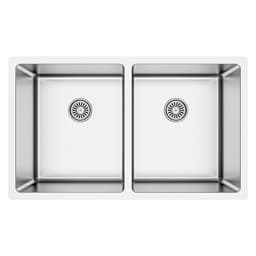 Karran Select 32"W Stainless Steel Undermount Kitchen Sink Double 50/50 Bowl, 16 Gauge - SU77