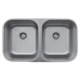 Karran Undermount 31-1/2"W Stainless Steel Undermount Kitchen Sink Double 50/50 Bowl, 18 Gauge - U-5050