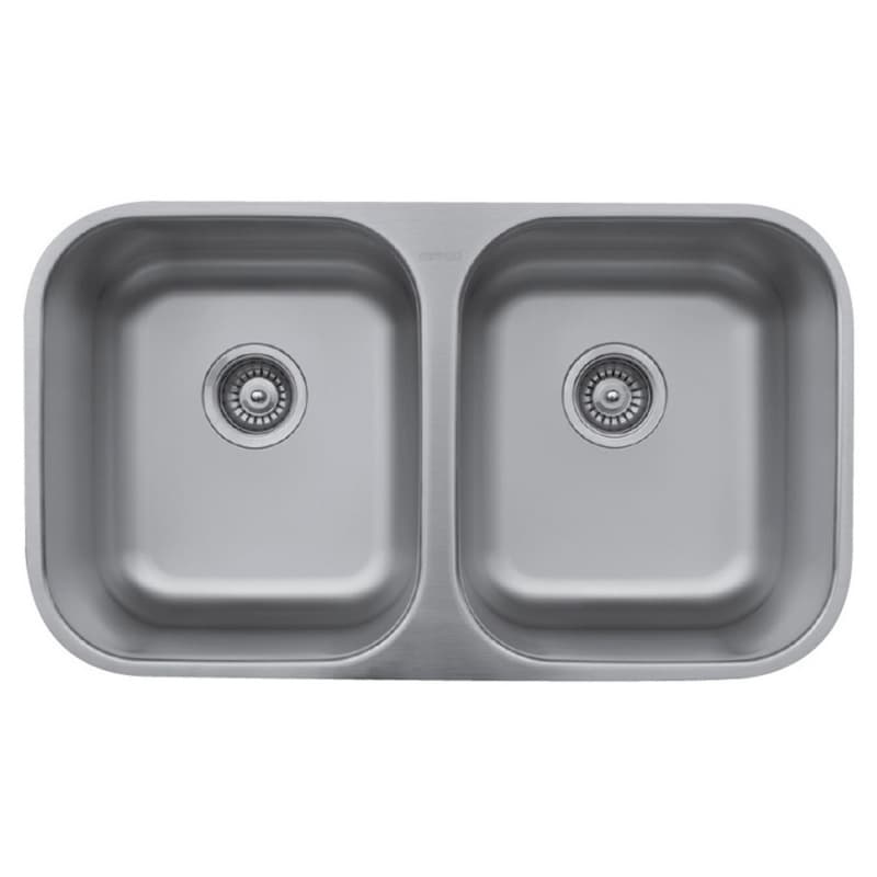 Karran Undermount 31-1/2" 50/50 Double Bowl Stainless Steel Kitchen Sink, Undermount, , U-5050