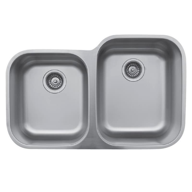 Karran Undermount 31-1/2"W Stainless Steel Undermount Kitchen Sink Double 40/60 Bowl, 18 Gauge - U-6040L