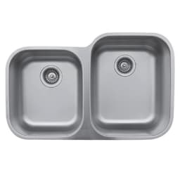 Karran Undermount 31-1/2"W Stainless Steel Undermount Kitchen Sink Double 40/60 Bowl, 18 Gauge - U-6040L