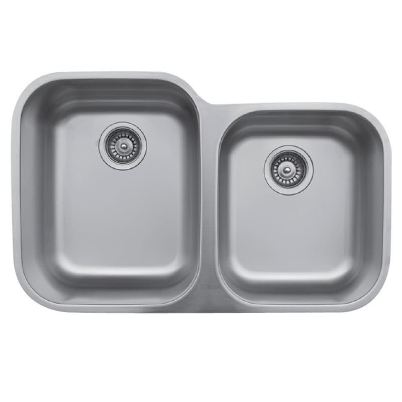 Karran Undermount 31-1/2"W Stainless Steel Undermount Kitchen Sink Double 60/40 Bowl, 18 Gauge - U-6040R