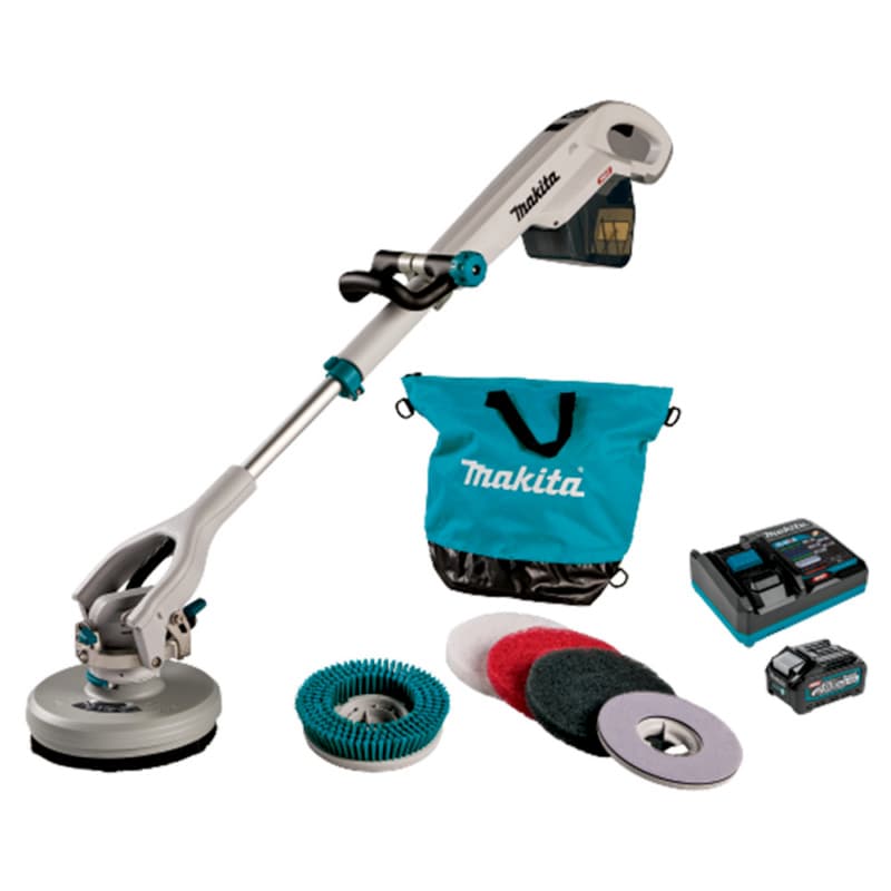 Makita 8" Polisher/Scrubber Kit 40V Max XGT Brushless Cordless Telescoping, (4.0Ah