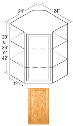 Kitchen Kompact 24"W x 30"H x 12"D Chadwood Wall Cabinet, Recessed Panel - CW24A