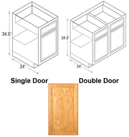 Kitchen Kompact 15"W x 34-1/2"H x 24"D Chadwood Base Cabinet, Recessed Panel - CW15B