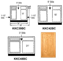 Kitchen Kompact 42"W x 34-1/2"H x 24"D Chadwood Base Corner, Recessed Panel - CW42BC