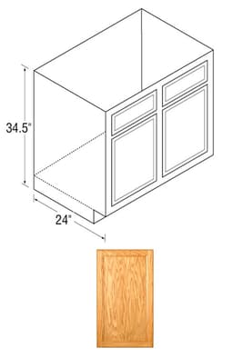 Kitchen Kompact 36"W x 34-1/2"H x 24"D Chadwood Sink Base, Recessed Panel - CW36RBS