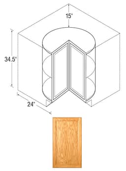 Kitchen Kompact 36"W x 34-1/2"H x 24"D Chadwood Base Lazy Susan, Recessed Panel - CW36LS