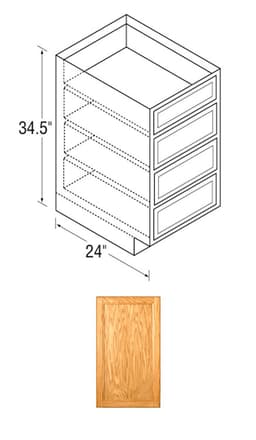 Kitchen Kompact 15"W x 34-1/2"H x 24"D Chadwood Drawer Base, Recessed Panel - CW15D