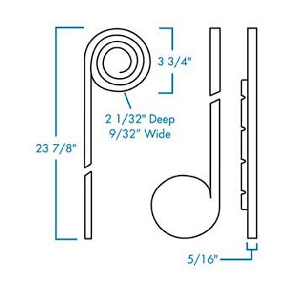 Omega Tambour Track System 21" Spiral Surface Mount, Brown, ST-21LR-BR