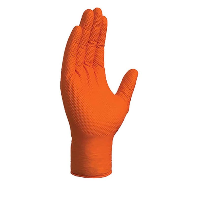 Wurth Nitrile Gloves Disposable Powder-Free, 8 mil Industrial Grade Orange, 2 Extra Large - 50 Each
