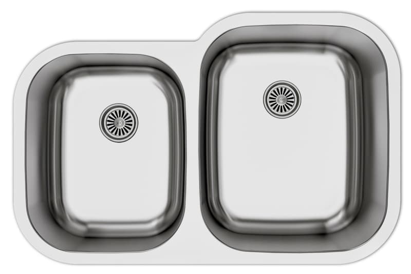 Karran Profile 31-1/2"W Stainless Steel Undermount Kitchen Sink Double 40/60 Bowl, 16 Gauge, PU53L-N20 - 20/Pallet
