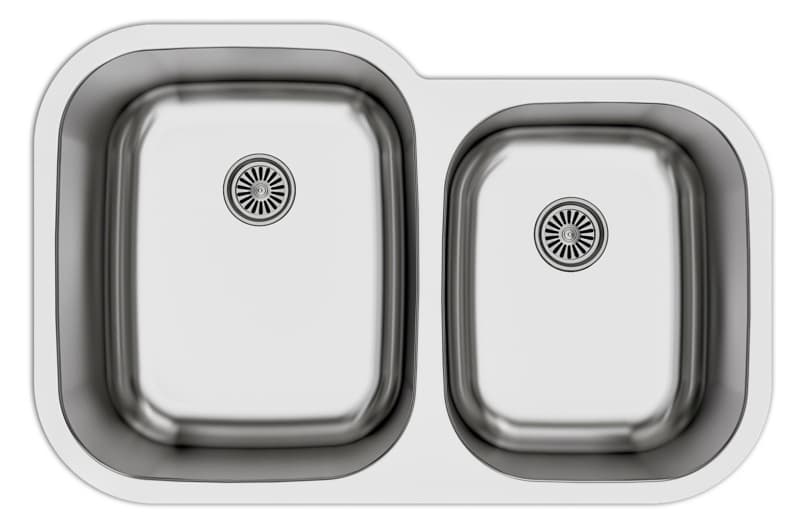 Karran Profile 31-1/2"W Stainless Steel Undermount Kitchen Sink Double 60/40 Bowl, 16 Gauge, PU53R-N20 - 20/Pallet