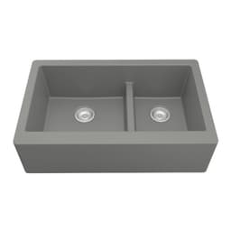 Karran 34"W x 21-1/4"D Quartz Gray Double 60/40 Bowl Apron Front/Farmhouse Sink - QA-760-GR