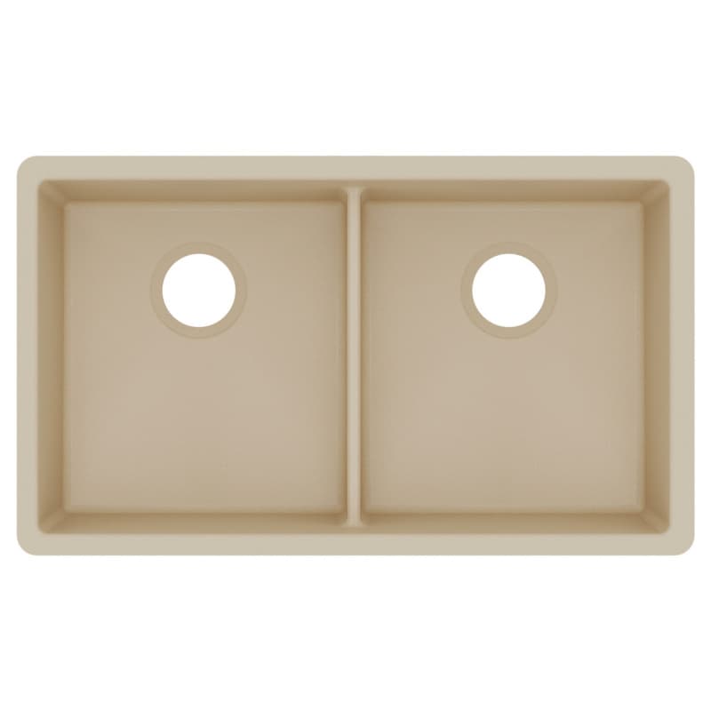 Karran QU 32-3/8" Double Bowl Quartz Kitchen Sink, Undermount, Bisque, QU-910-BI