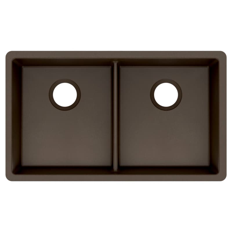 Karran QU 32-3/8" Double Bowl Quartz Kitchen Sink, Undermount, Brown, QU-910-BR