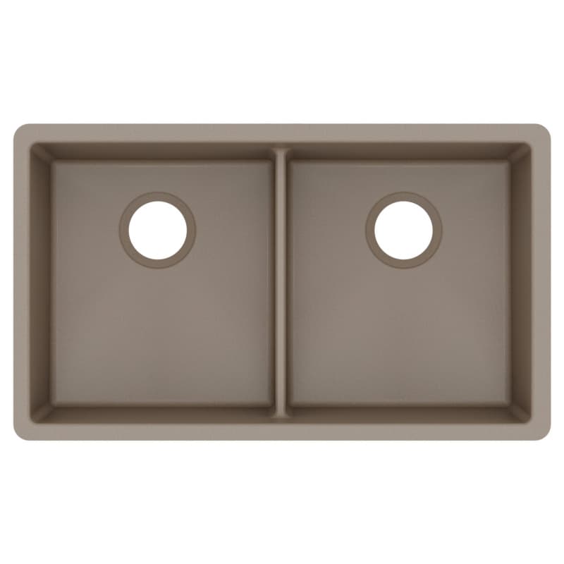 Karran QU 32-3/8" Double Bowl Quartz Kitchen Sink, Undermount, Concrete, QU-910-CN