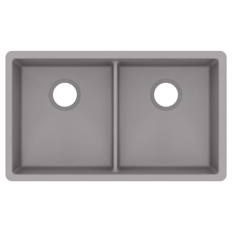 Karran QU 32-3/8" Double Bowl Quartz Kitchen Sink, Undermount, Gray, QU-910-GR