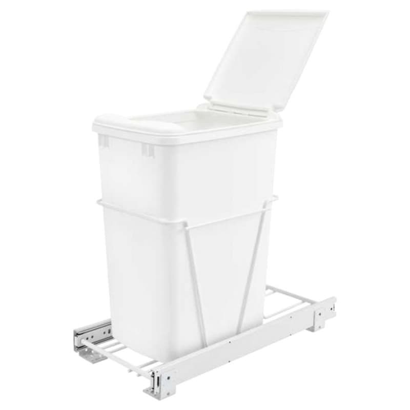 Rev-A-Shelf RV 10-15/32" White Bottom Mount Waste Pullout with 1-35 Quart White Bin Standard, RV-12PB S