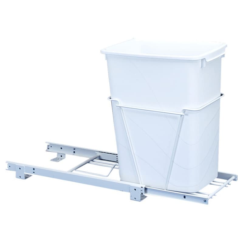 Rev-A-Shelf RV 10-15/32" White Bottom Mount Waste Pullout with 1-35 Quart White Bin Standard, RV-12PB