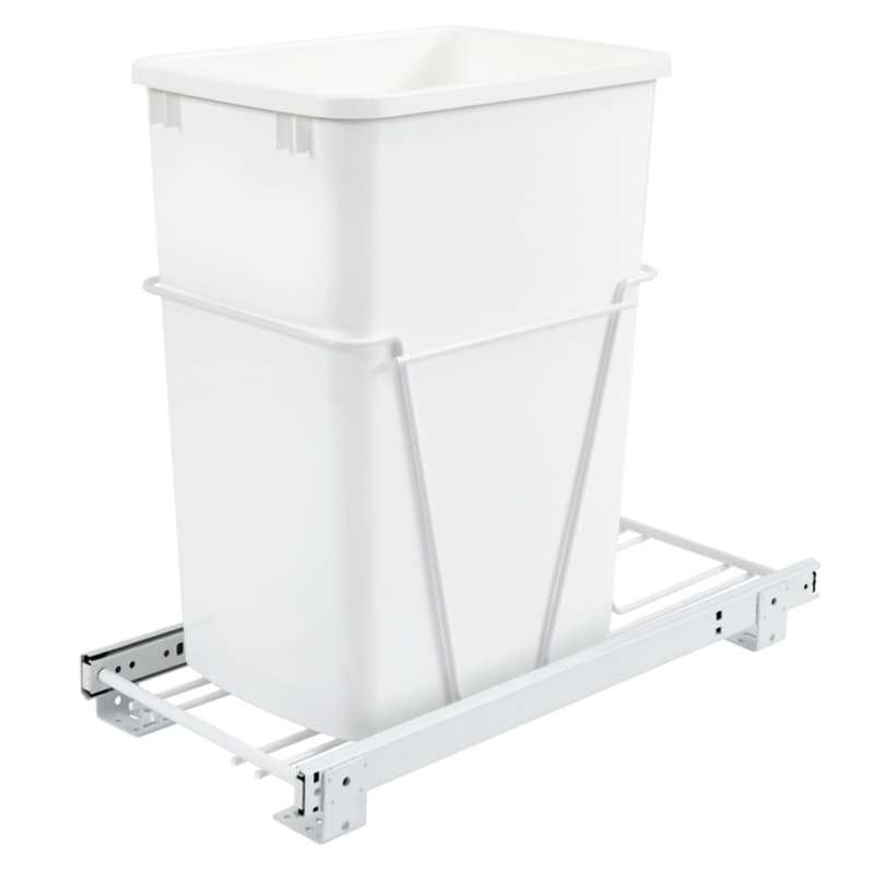 Rev-A-Shelf RV 10-15/32" White Bottom Mount Waste Pullout with 1-35 Quart White Bin Standard, RV-12PB-L