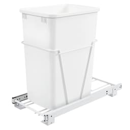 Rev-A-Shelf RV 10-15/32" White Bottom Mount Waste Pullout with 1-35 Quart White Bin Standard, RV-12PB-L