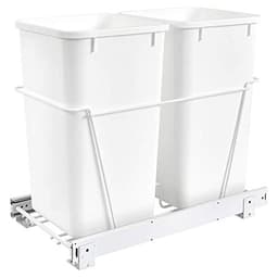 Rev-A-Shelf RV 11-5/8" Bottom Mount Waste Pullout with 2-27 Quart White Bins Standard, RV-15DM2-S-24