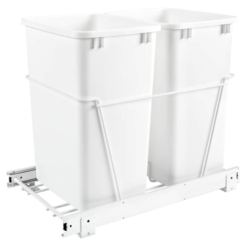 Rev-A-Shelf Double 35 QT Door-Mount Waste Container Pullout, Full-Extension, White