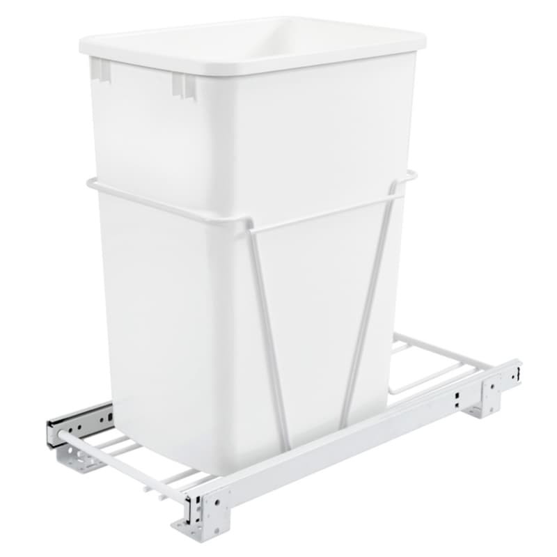 Rev-A-Shelf RV 14-7/32" White Bottom Mount Waste Pullout with 1-35 Quart White Bin Standard, RV-18PB-1