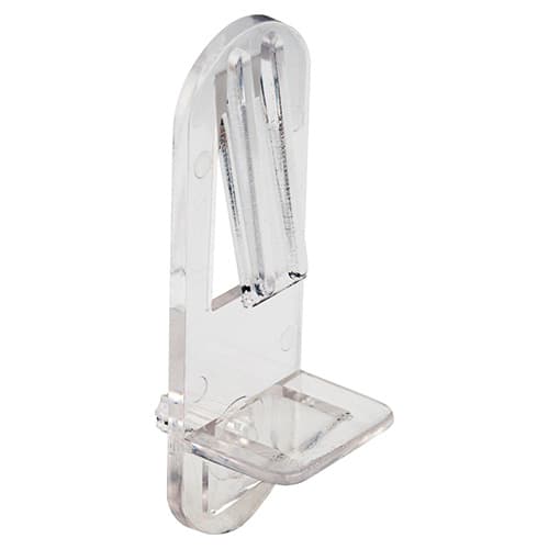 5mm Plastic Locking Shelf Clip with 3/4" Shelves, Clear Finish