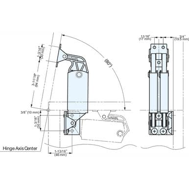 Sugatsune S-AT02W Series Up-Opening Heavy Duty Spring Loaded Lid Stay, - S-AT02W
