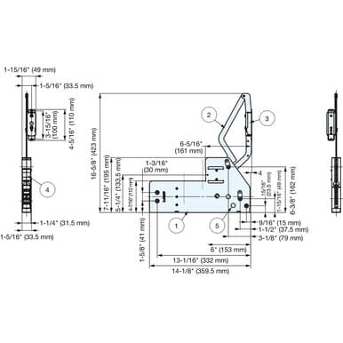 Sugatsune SLDL Series 6.6-11lbs Door Weight Vertical Swing Down Mechanism with Soft-Close, - SLDL-5