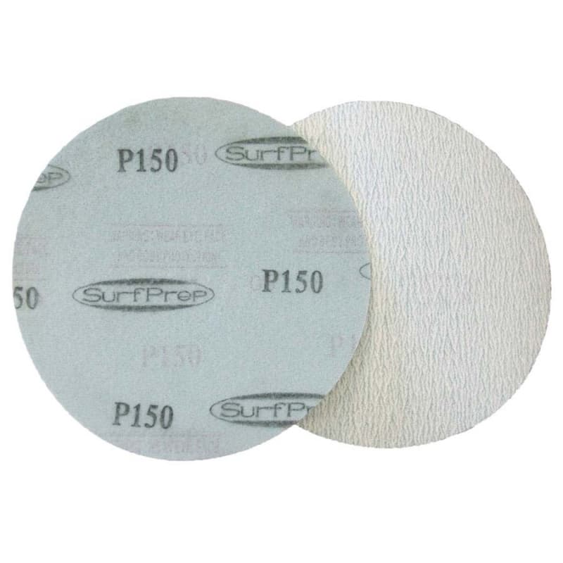 SurfPrep Blizzard Hook & Loop Sanding Disc 6" 150 Grit Aluminum Oxide Film No Hole 100 Discs-Box SP6HLF150
