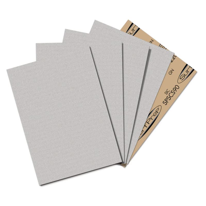 SurfPrep Hook & Loop Sanding Sheet 9" x 11" 320 Grit Silicon Carbide Film No Hole Bulk-100 SP9X11SCS320-U
